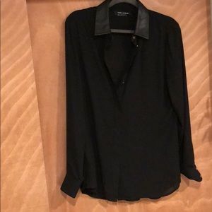 Beautiful draping shirt with leather